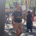 Elliot Page Instagram - Back in NYC and on the picket lines today with @peppermint247, our fellow actors and WGA members. #SAGAFTRAStrong #WGAStrong