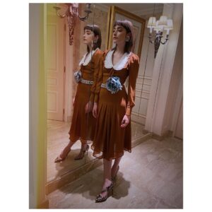 Ellise Chappell Instagram - Dreamy @alessandrarich with the dreamy @charlotteyeomansmakeup today 💙💙 #pfw #aw2020 #belledenuit 💘 @hollyelgeti xx