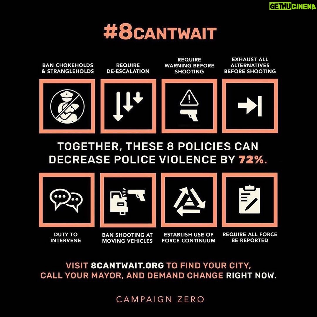 Emily Baldoni Instagram - Repost from @mspackyetti • WE HAVE SOLUTIONS. WE CAN WIN. Together, these 8 use of force policies can reduce police violence up to 70%. ⠀⠀⠀⠀⠀⠀⠀⠀⠀ They don’t take an act of Congress. They don’t take an executive order. ⠀⠀⠀⠀⠀⠀⠀⠀⠀ All we need is for Mayors and police chiefs to do the right thing. ⠀⠀⠀⠀⠀⠀⠀⠀⠀ And we can’t wait. ⠀⠀⠀⠀⠀⠀⠀⠀⠀ Follow @CampaignZero, and visit 8cantwait.org to see your city, call your mayor, and demand change now! Share, share, share! ⠀⠀⠀⠀⠀⠀⠀⠀⠀ #8CantWait #LinkInBio
