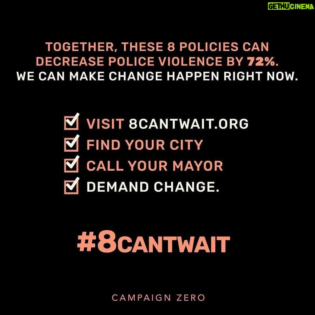 Emily Baldoni Instagram - Repost from @mspackyetti • WE HAVE SOLUTIONS. WE CAN WIN. Together, these 8 use of force policies can reduce police violence up to 70%. ⠀⠀⠀⠀⠀⠀⠀⠀⠀ They don’t take an act of Congress. They don’t take an executive order. ⠀⠀⠀⠀⠀⠀⠀⠀⠀ All we need is for Mayors and police chiefs to do the right thing. ⠀⠀⠀⠀⠀⠀⠀⠀⠀ And we can’t wait. ⠀⠀⠀⠀⠀⠀⠀⠀⠀ Follow @CampaignZero, and visit 8cantwait.org to see your city, call your mayor, and demand change now! Share, share, share! ⠀⠀⠀⠀⠀⠀⠀⠀⠀ #8CantWait #LinkInBio
