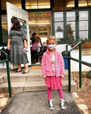 Emily Baldoni Instagram - So this happened yesterday. First day of school, and just like that we have a first grader in the family. Maiya was so ready and proud, Maxwell was less excited about PreK, and well, the last picture shows you how @justinbaldoni and I felt about it all. Truth is, and I know most parents relate, the feelings are SO mixed. I cried after drop off, a lot. And yet, deep inside, there was a happy dance happening because I just spent 184 hours this summer just cleaning up after my family. (I had a rough day last week and actually calculated this 🤓) Happy school start to all families out there!! 😭💃😭💃😭💃😭💃