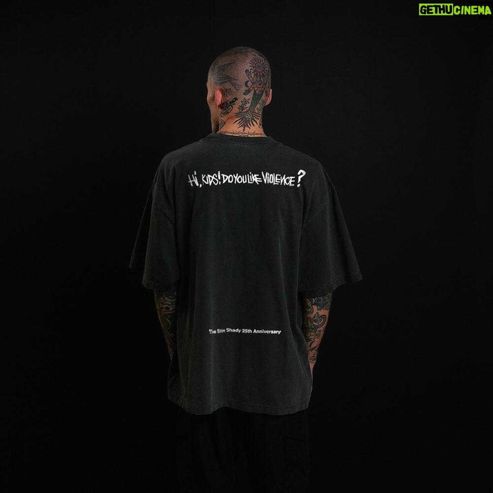Eminem Instagram - “Want to copy me and do exactly like I did?” Hit the store for the #MyNameIs ‘99 vintage t-shirt re-issue #SSLP25- shop.eminem.com