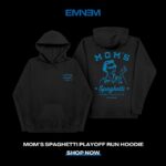 Eminem Instagram - “Go get your crew to hype you up, stand behind you like, “Woo” - Ltd edition #MomsSpaghetti Playoff Run hoodie now available just in time for game day 🍝  shop.eminem.com