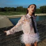 Emma Chamberlain Instagram - 🌳 @maisonvalentino 🌷 📸 @chamberlainpaintings Chantilly, France
