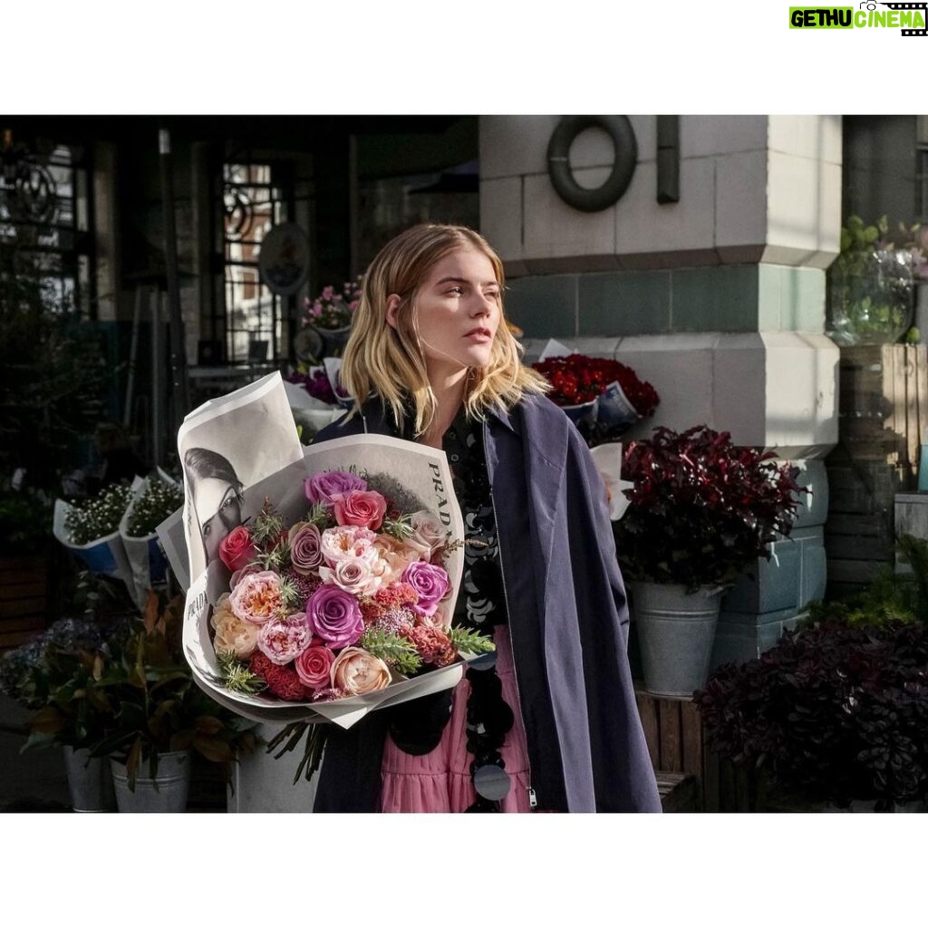 Emma Greenwell Instagram - Got one. The #PradaResort20 campaign is on bouquets all over London. You can find them at your local corner store in London, Moscow, Milan, Tokyo, New York, Shanghai and Paris, in different neighborhoods across each city. Look for them in the flower section of a shop near you. #PradaSeditiousSimplicity @prada