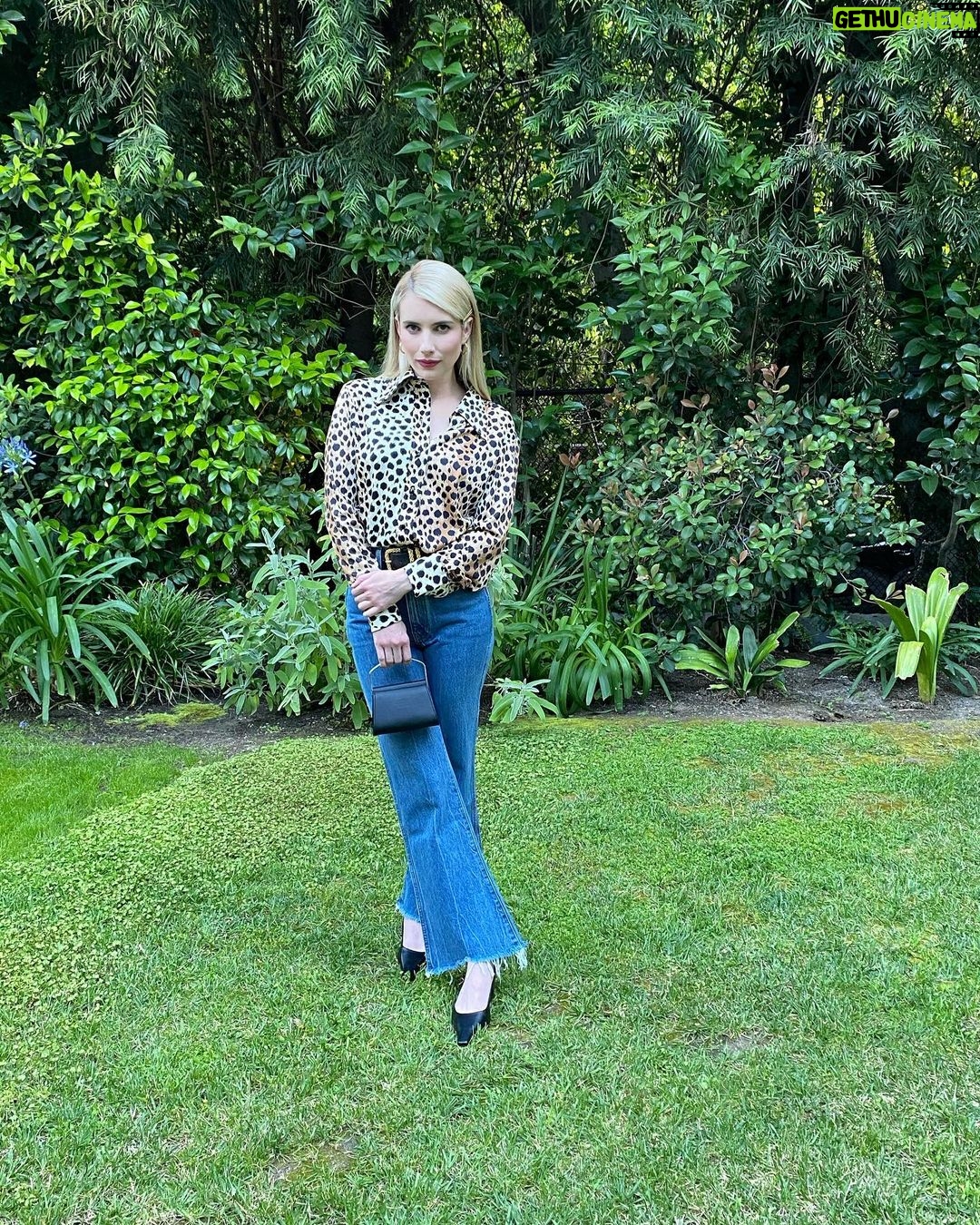 Emma Roberts Instagram - what she’s wearing @byfar_official @elkin 🐆 ➡️ what she’s reading @belletrist 💗