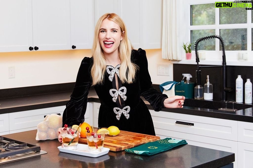 Emma Roberts Instagram - So fun having everyone over for Thanksgiving this year but a great reminder to continue my sustainable holiday hosting efforts in December! Good thing @GroveCollaborative’s entire Grove Co. collection is free of single-use plastic! 🍂 Their reusable Cocktail Straw Sets are perfect for entertaining and holiday gifting 🍂 The candles smells amazing & are made with clean-burning soy wax and natural fragrances 🍂 The reusable glass spray bottle and multi-purpose cleaner concentrates are my favorites and come in amazing scents and styles. Link in bio to grab yours! #grovepartner #beyondplastic #sustainability #ecofriendlyholidays