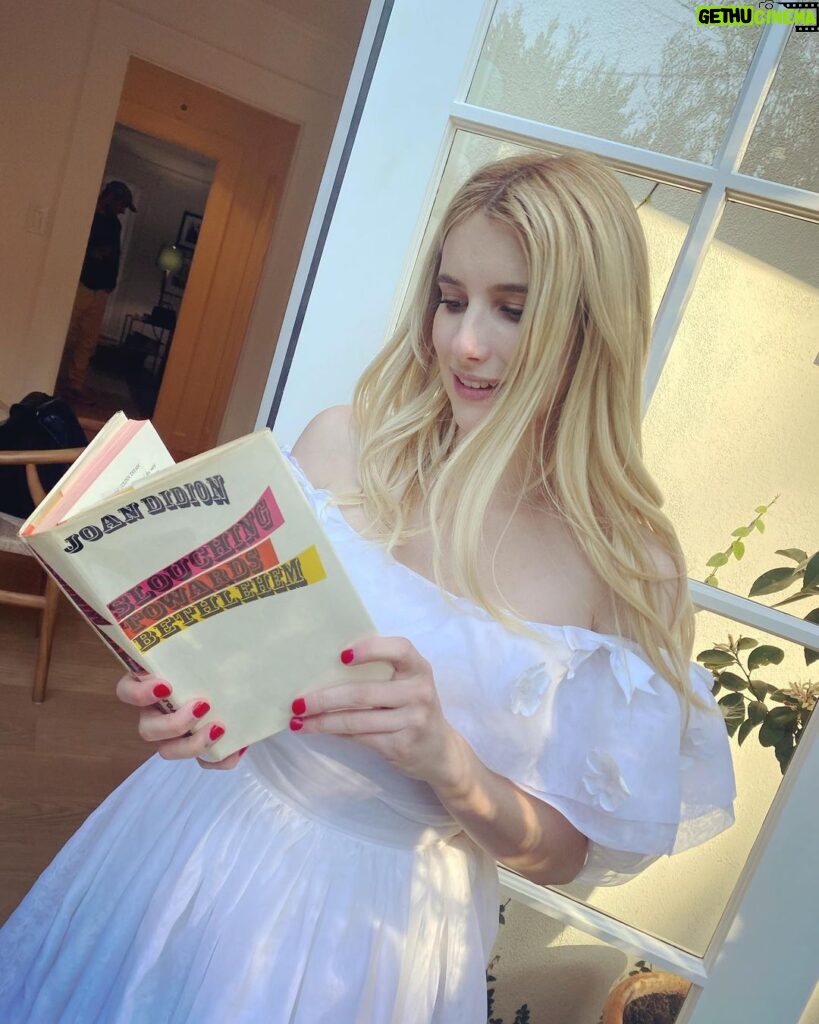 Emma Roberts Instagram - #firstedition #joandidion for my 30th ⭐️ @sweeneydavidm & @semanovich @realestateartdesign 💕🧡💛