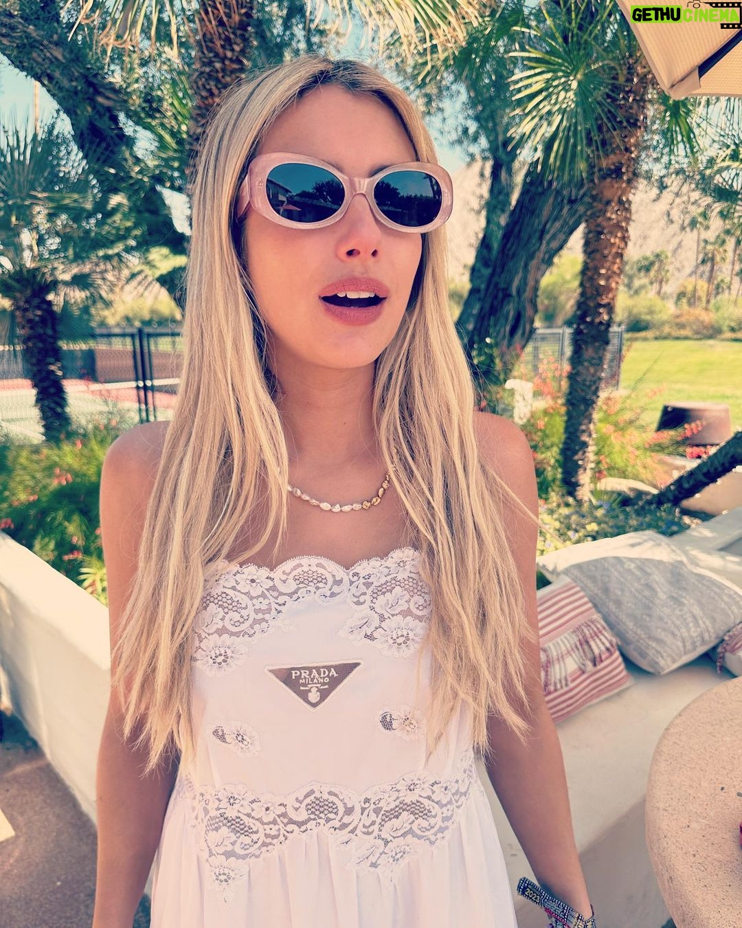 Emma Roberts - 686.1K Likes - I don’t know what I like more…the desert or dessert 🌴 🍦