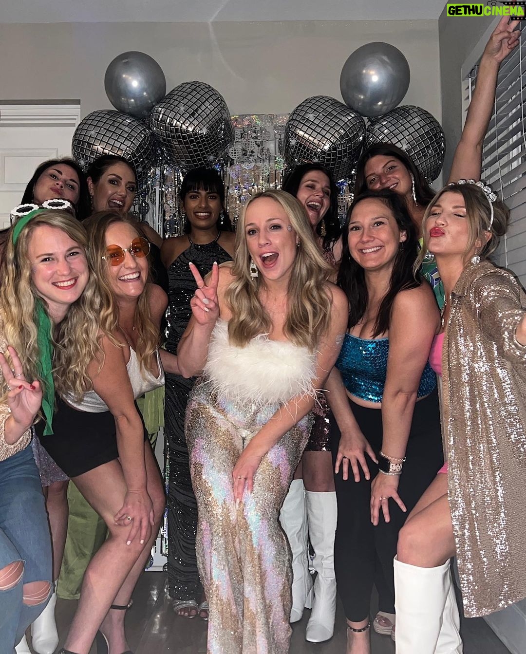 Emmy Buckner Instagram - Celebrated @msalchert last disco before she marries my brother!!! And did we CELEBRATE 🎉 Love you future sis 💕 💍 👰🏼♀️