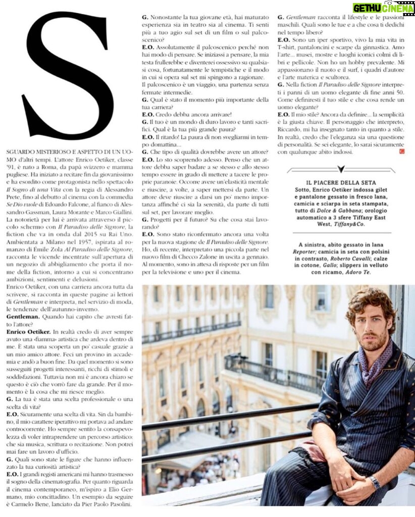Enrico Oetiker Instagram - Grazie a Gentleman Magazine per questa cover story Styled by @luigigaballo ph. @ivangenasiphotography Thx @mpunto_comunicazione Milan, Italy