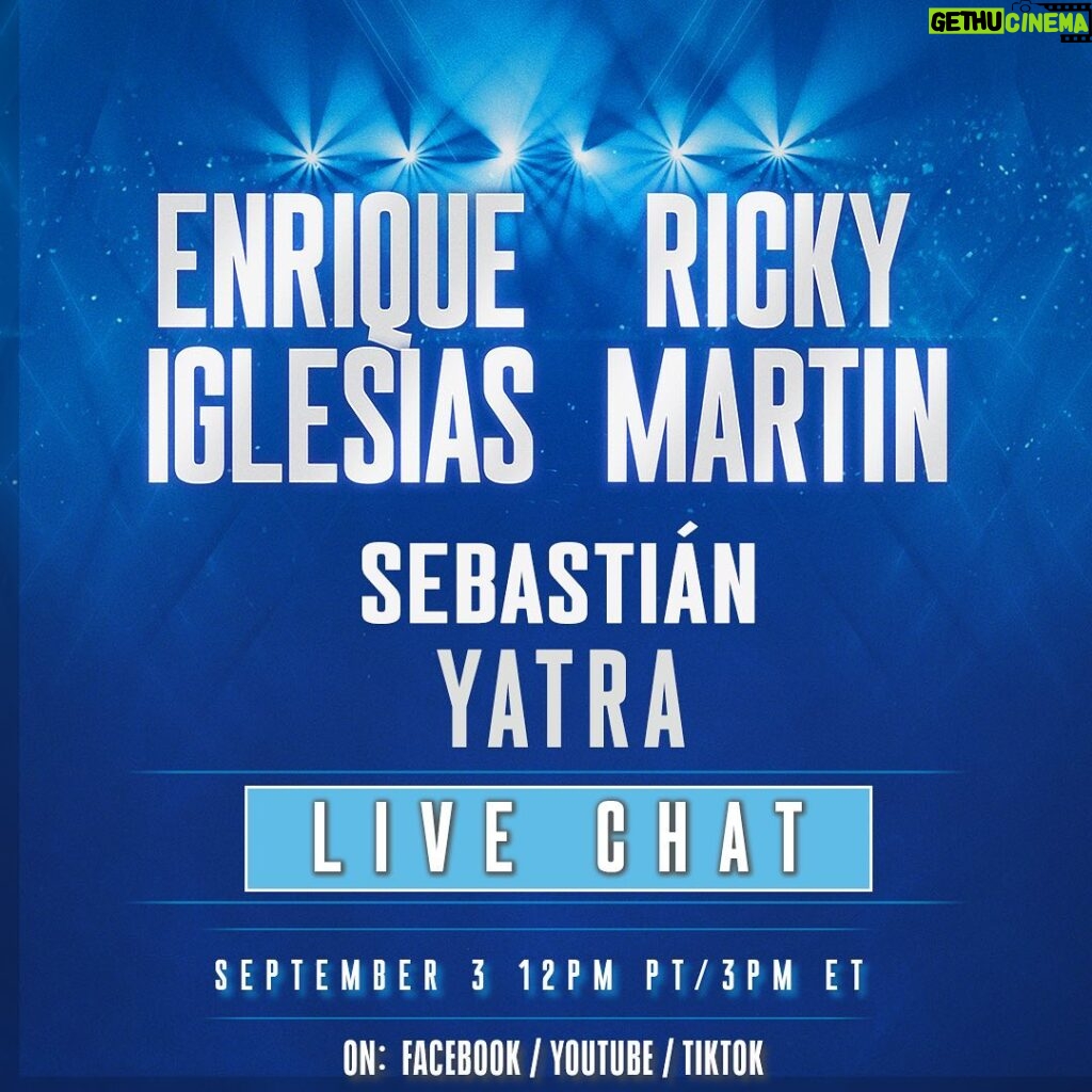 Enrique Iglesias Instagram - See you in 2 hours!!!! @ricky_martin @sebastianyatra www.youtube.com/enriqueiglesias & www.facebook.com/enriqueiglesias & TikTok: @enriqueiglesias