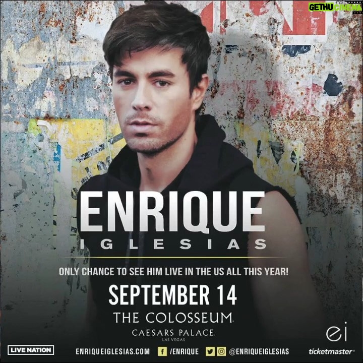 Enrique Iglesias Instagram - #LASVEGAS!! SEE YOU THERE ON SATURDAY SEPT. 14 FOR A VERY SPECIAL SHOW!! Las Vegas, Nevada