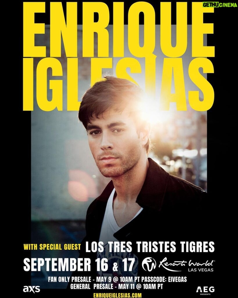 Enrique Iglesias Instagram - Las Vegas!!!!! Only 2 shows in north America this year! Gonna be special!! Nos vemos en septimeber 16 & 17 see you in September!! Las Vegas, Nevada