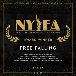 Eric Osmond Instagram - We are honored to have received the “Best Music Video” Award! Thank you New York International Film Awards! @newyorkintfilmawards

Special thanks to all who helped make this happen! You guys rock!! 
--
Music Video Credits: 
Director: @nicolamity / @ericandpepper
Director of Photography: @lenniuitto

Song Credits:
Song: “Free Falling” 
Performed by: @ericosmond.official
Song Composition: @ericosmond.official @dannydemosi

Film Credits for “Grandpa’s Crazy?”: 
Producer/Writer: @davebresnahan
Director: @danorgerald / @danorgerald.blog
Director of Photography: @steadic4
--

#ericosmondmusic #NYIFA #musicaward #musicvideo #musicvideoaward #winner