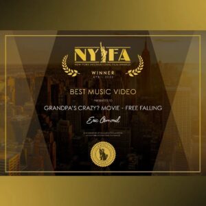 Eric Osmond Instagram - We are honored to have received the “Best Music Video” Award! Thank you New York International Film Awards! @newyorkintfilmawards

Special thanks to all who helped make this happen! You guys rock!! 
--
Music Video Credits: 
Director: @nicolamity / @ericandpepper
Director of Photography: @lenniuitto

Song Credits:
Song: “Free Falling” 
Performed by: @ericosmond.official
Song Composition: @ericosmond.official @dannydemosi

Film Credits for “Grandpa’s Crazy?”: 
Producer/Writer: @davebresnahan
Director: @danorgerald / @danorgerald.blog
Director of Photography: @steadic4
--

#ericosmondmusic #NYIFA #musicaward #musicvideo #musicvideoaward #winner