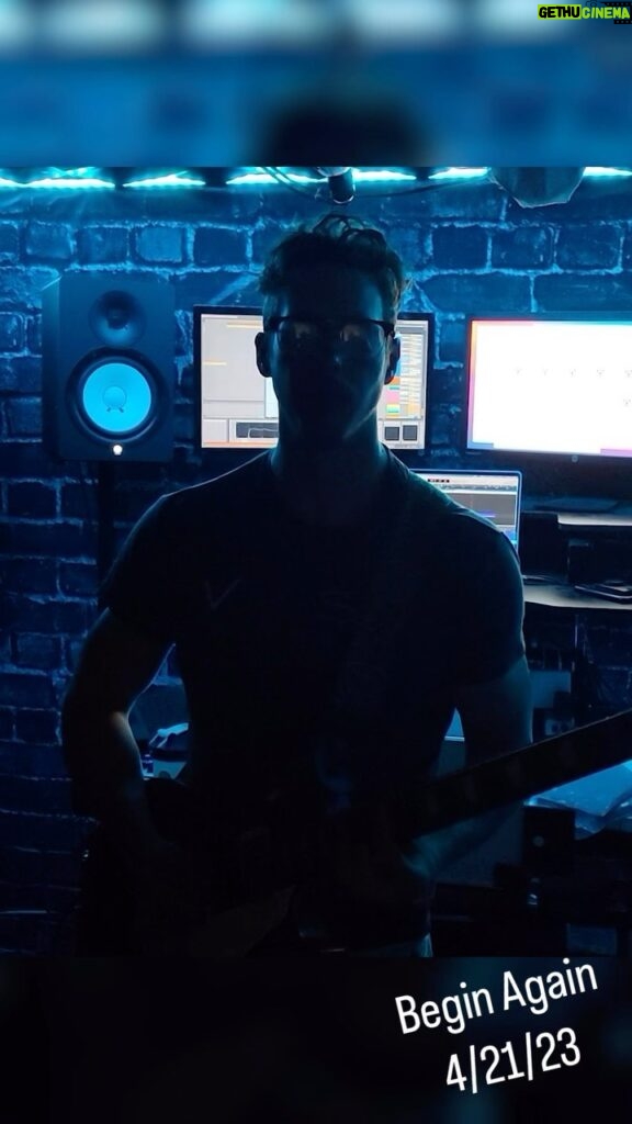 Eric Osmond Instagram - Figuring out the guitar riff for "Begin Again" Song comes out FRIDAY, APRIL 21st! Pre-Save it today >>Link in the Bio<< #eternityalbum #ericosmondmusic #guitarriff #electricguitar #electronicmusic