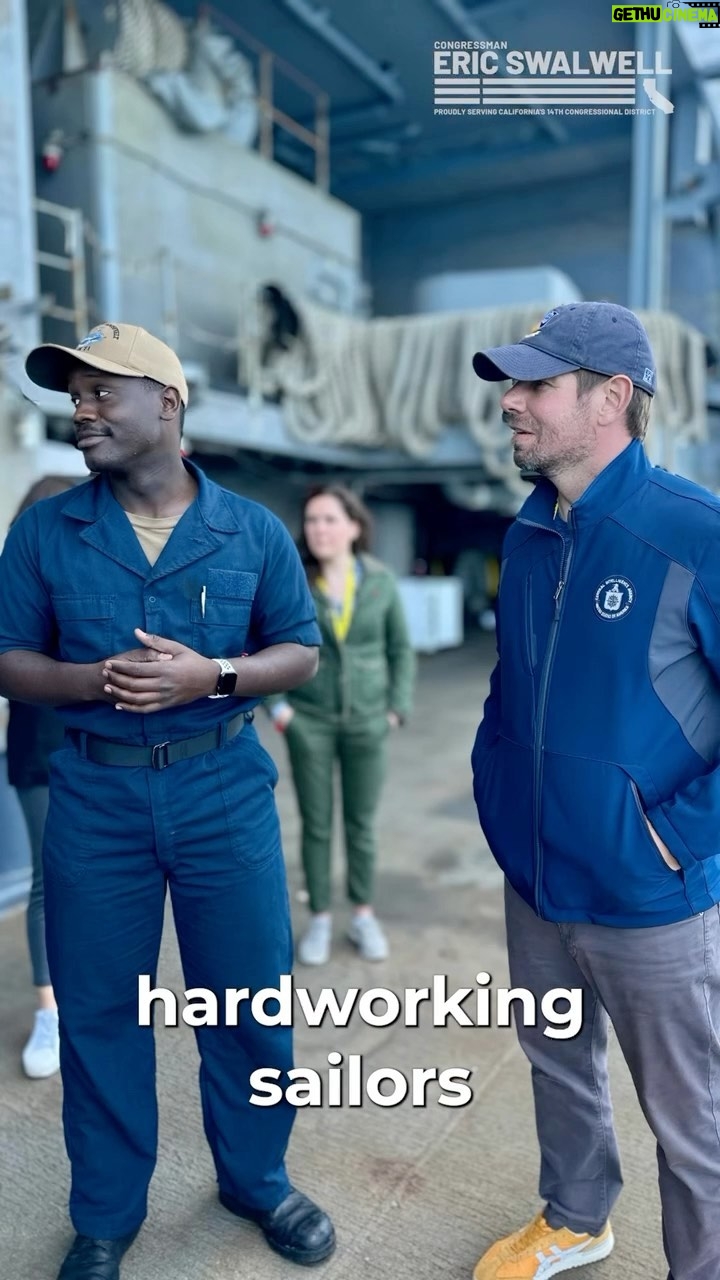 Eric Swalwell Instagram - Highlights from my visit aboard the USS Theodore Roosevelt— where I met with the hardworking sailors and saw the amazing operation they carry out every day to keep us safe.