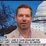 Eric Swalwell Instagram - “This is really paying much of Trump’s tab.” California @repswalwell reveals a little-known fact about the debt ceiling debate. #debtceiling #debtceilingcrisis