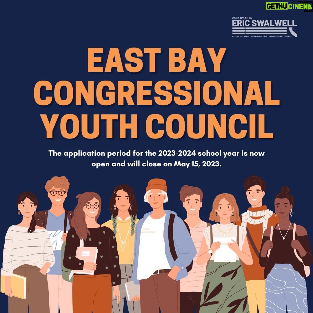 Eric Swalwell Instagram - 🗣️ My office is currently accepting applications for my East Bay Congressional Youth Council. This is a great opportunity for young people in CA-14 to discuss current issues facing our community, learn about the role of Congress in our democracy, and provide important feedback to me and my team. Visit my website to learn more about the council and to apply. To apply go to https://swalwell.house.gov/youth-council-application