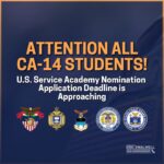 Eric Swalwell Instagram - Important reminder that service academy applications are due November 10. Each year, I have the honor of nominating outstanding students from across CA-14. If you have questions about the application or would like more info, visit: swalwell.house.gov/services/military-academy-nominations or email CA14nominations@mail.house.gov