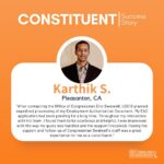 Eric Swalwell Instagram - Karthik was waiting for his EAD renewal when he contacted my team. We were able to help him get it before it expired. If you need help with this, or any other federal agency, contact my office here: https://swalwell.house.gov/ser.../help-with-a-federal-agency