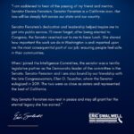 Eric Swalwell Instagram - Senator Feinstein is a California icon. Her loss will be deeply felt across California and our country.