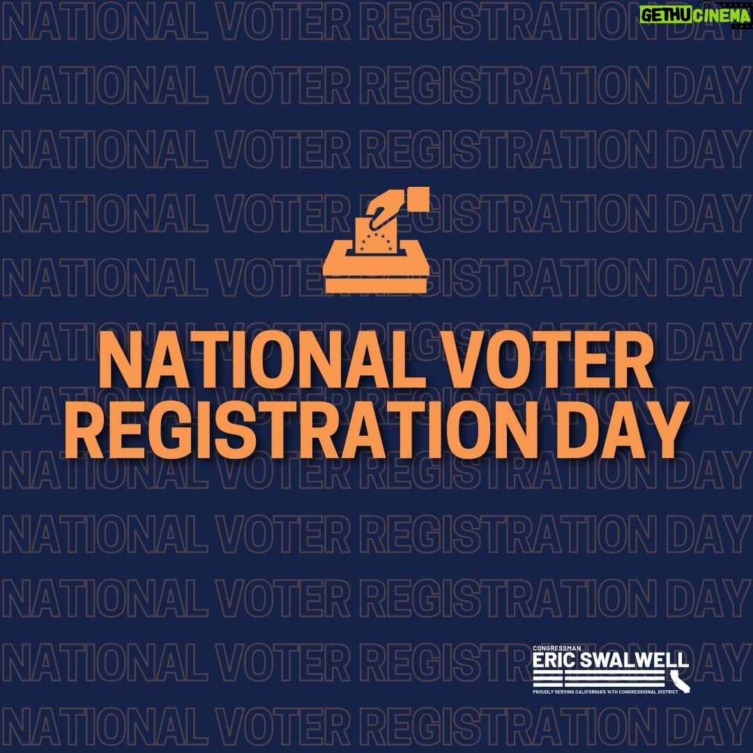 Eric Swalwell Instagram - This upcoming election season could either strengthen or weaken our democracy. That’s why it is important that we put people over politics and vote like our lives depend on it. Today on #NationalVoterRegistrationDay, make sure you’re registered to vote at https://vote.gov/.