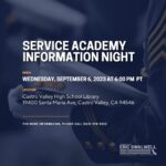 Eric Swalwell Instagram - Every year, one of the great honors of my job is nominating students from across CA-14 to our nation’s service academies. If you or your student is interested in military academy service, please join my office on Wednesday, September 6 at 6:00 pm for Service Academy Night. We will go over how to apply for military academies and what you need to know throughout the nomination process.