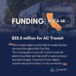 Eric Swalwell Instagram - Proud to support finding that will help modernize bus transit in the East Bay.