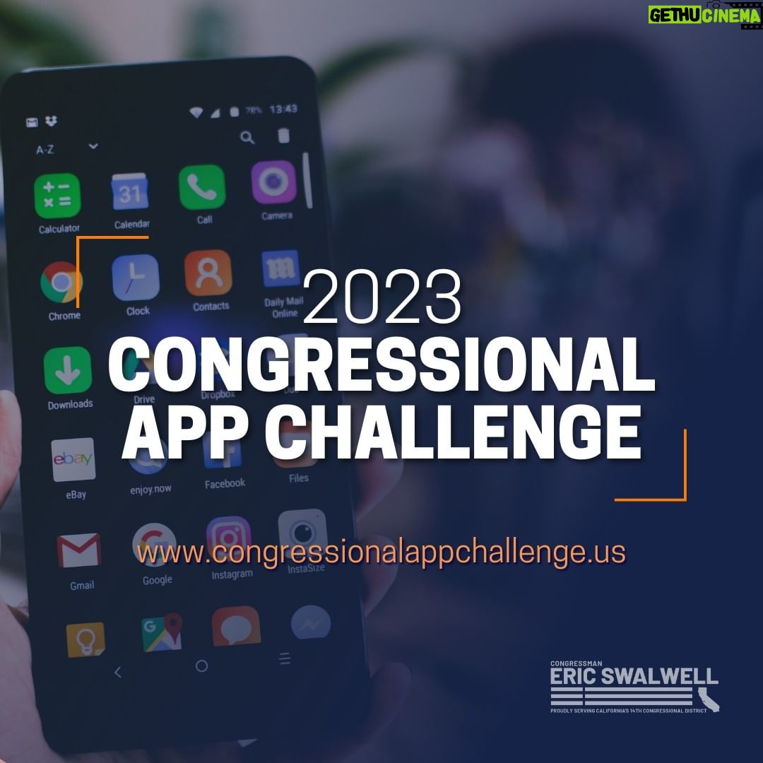 Eric Swalwell Instagram - The 2023 Congressional App Challenge is now OPEN! If you’re a middle school or high school student interested in coding or computer science register today! You have until November 1, 2023 to submit your app so don’t delay! Learn more and register here: https://www.congressionalappchallenge.us/students/student-registration/?fbclid=IwAR0Vpisi9z0yI9-X4NJzyddx4wesaTIPbItUTZTbstkS5DVgpIKAIQ6VlKM