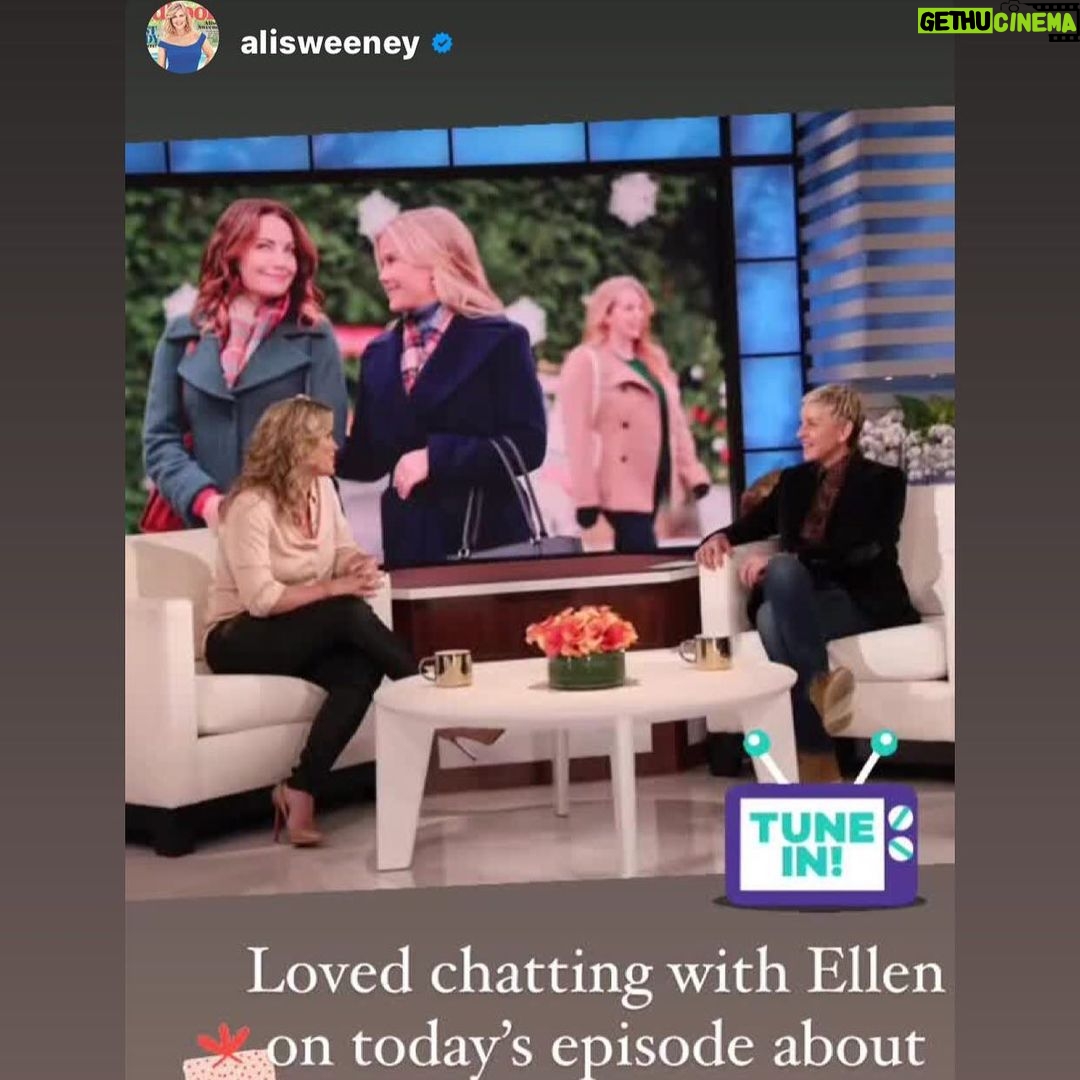 Erica Durance Instagram - Glad to be a part of this movie! #OpenForChristmas with the lovely @alisweeney ….Also love that I am giant behind @theellenshow #dreamcometrue