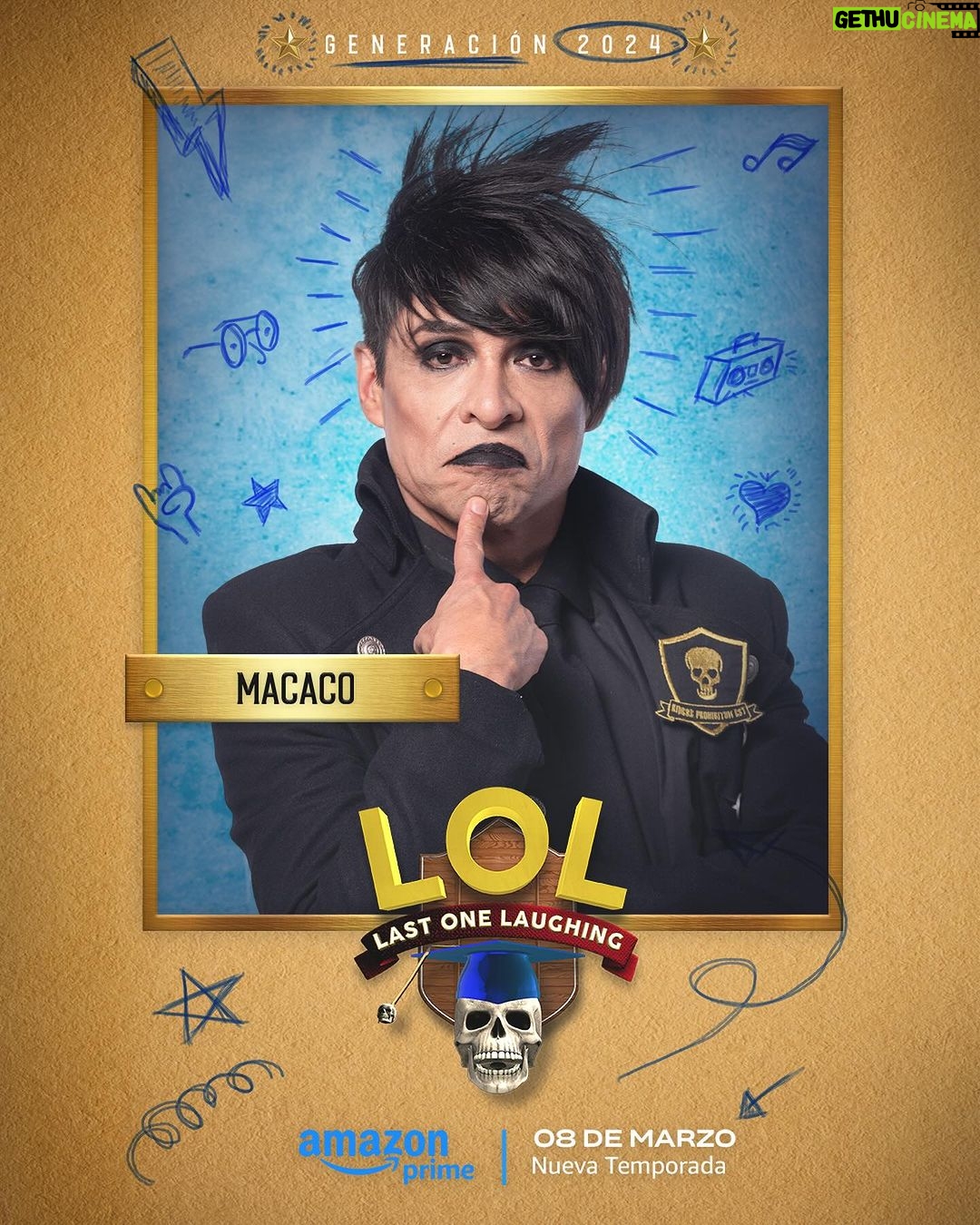 Eugenio Derbez Instagram - No sé si @elmacacoficial gane esta temporada de LOL… pero seguramente sí ganaría un concurso de disfraces en la Prepa 5 💀 Marzo 8 solo en @primevideomx #LOL6 // I don’t know if @elmacacoficial would win @lolmx_oficial but he sure would win the Halloween costume contest at Prepa 5 💀