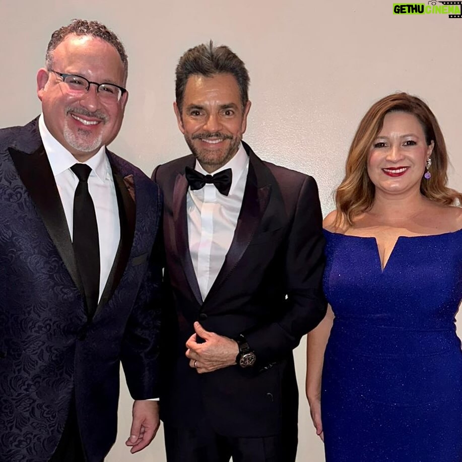 Eugenio Derbez Instagram - With the US Secretary of Education, Miguel Cardona, and his wife. @maestrocares