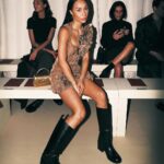 Eva Marisol Gutowski Instagram - @bally RTW 2024 🖤 little story: I bought a pair of shoes from Bally 3 years ago when Olav brought me into the store. Ive probably worn those shoes every week of my life since then, i walk my dog in them, i’ve even wore them in the snow 💀 it’s crazy and a huge honor to be in Milan with them, and tonight was a really full circle moment. Loveeeee you @bally Milan, Italy