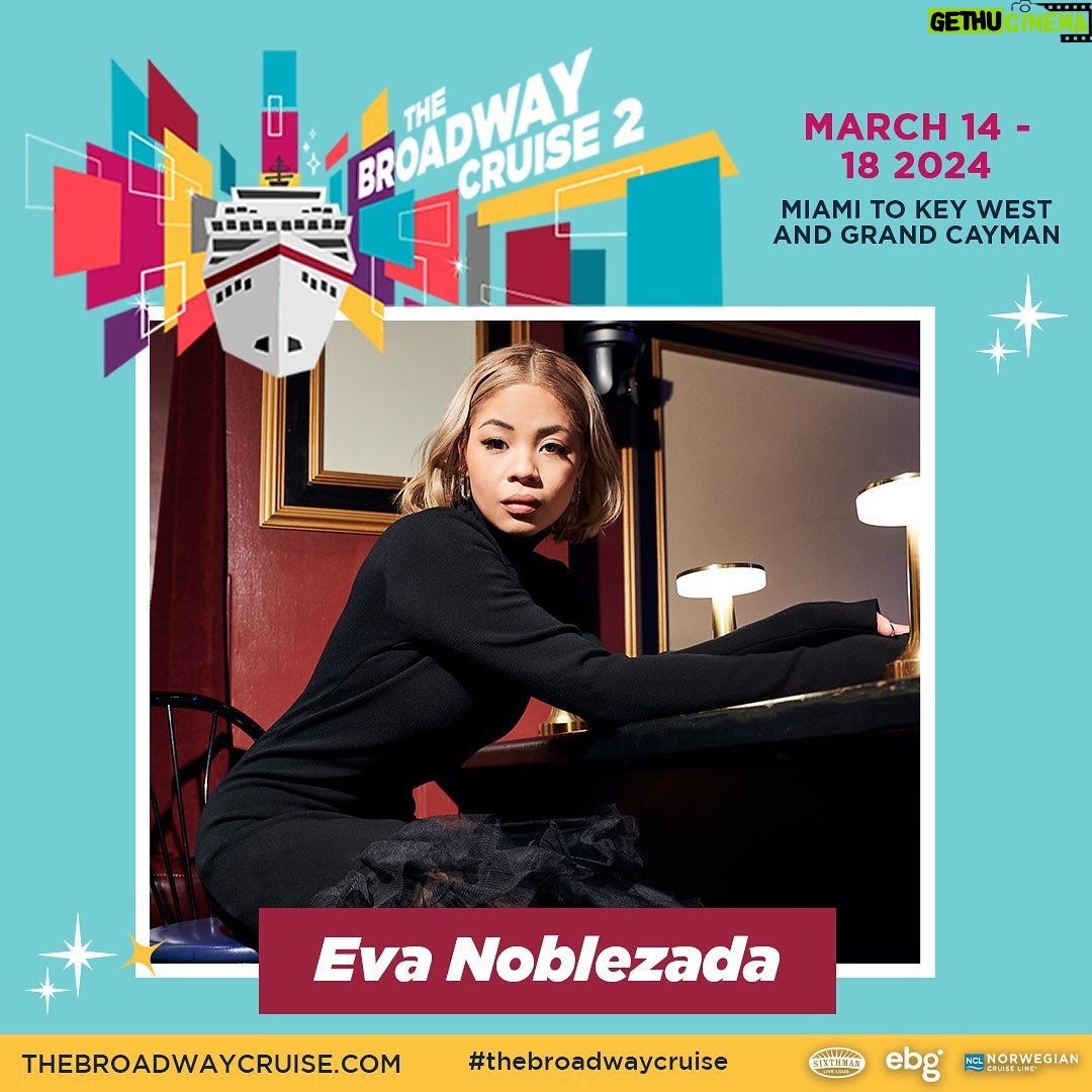 Eva Noblezada Instagram - Broadway but on a big boat! ππ½π Reeve and I cannot wait to be a part of this #BroadwayCruise β¨ and what a lineup ππ½ https://www.thebroadwaycruise.com/ for more information π«Άπ½