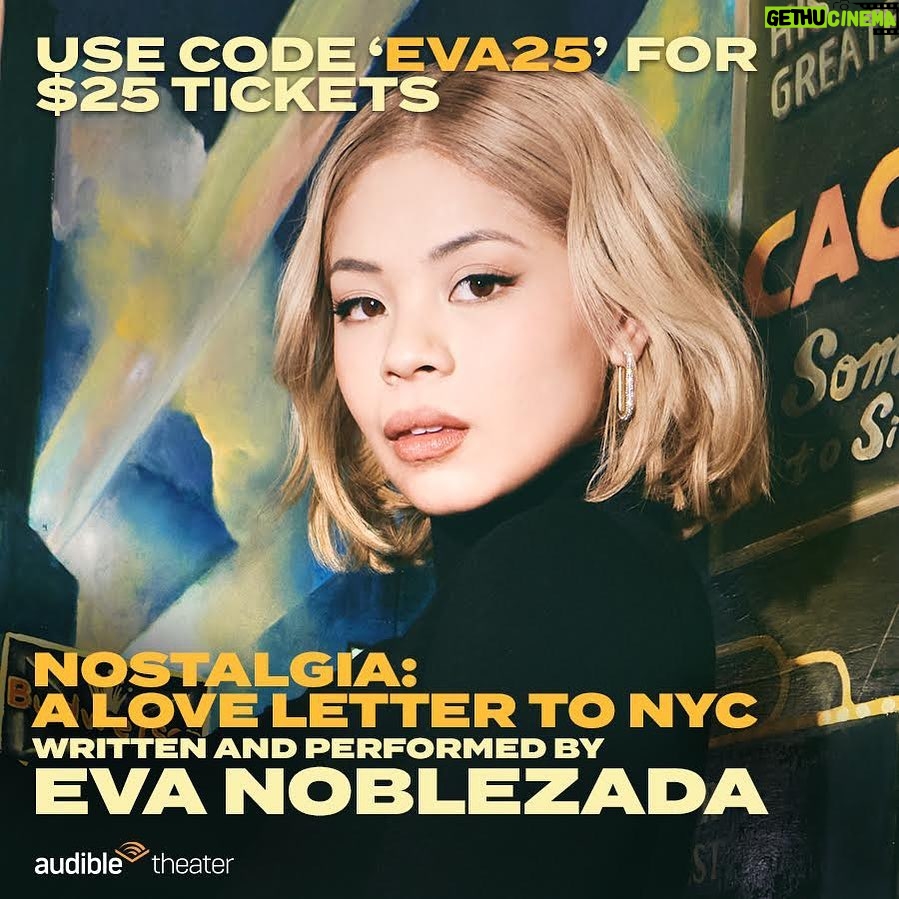 Eva Noblezada Instagram - I can finally share with you all❤️‍🔥 “Nostalgia: A Love Letter to NYC,” a very special evening of songs and storytelling all about our beloved city, presented by #AudibleTheater! We’ll be at the Minetta Lane Theatre on January 12, 13, and 14th, so grab your tickets now. Use code EVA25 thru this Wednesday for exclusive access to $25 tickets! Link in bio 🤍 I’m over the moon about this show! 🎉🪩 📸 @jennyandersonphotography MUA @carolinadali Hair @sky.kxm Stylist @sarahslutsky @carlee___