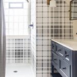 Evan Thomas Instagram - Cozy cabin vibes. #bargainblock Season 3 episode 2. Hope you liked last night’s episode! It was fun to renovate and design this house. We loved how the solution to the plumbing layout issues resulted in such a beautiful kitchen. Turning difficulties into design features is always so gratifying. Also LOVED how the butler’s pantry turned out with that vintage hutch. And that PLAID tile with those beautiful countertops 😍😍 What was your favorite part of last nights episode? Countertops: @greatlakesgm Tile: @virginiatilecompany Wallpaper: @detroitwallpaper Coffee table: @motorcitybarrels Detroit, Michigan