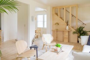 Evan Thomas Instagram - So scandi! Hope you all liked last night’s episode! It was a doozy of a house…most framing we’ve ever had to do on a reno. But man did it turn out gorgeous! Honestly one of my favorites yet…maybe my number one. 

What do you guys think? How did the Scandi vibe turn out?? Keep swiping to get a video walk through right before the open house! Special thanks to @floyddetroit for the beautiful sofa and bed!

Tile: @virginiatilecompany 
Flooring: @floorcoverings_metroeastdtw 
Countertops: @greatlakesgm 
Furniture: @floyddetroit
Kitchen sink: @strictly.sinks