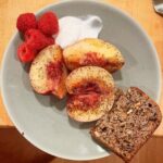 Fareed Zakaria Instagram - Summer delight! Sofia (14 years old and a great cook) and I concocted this. Grilled peaches with a bit of cardamom and ginger, a scoop of coconut yogurt and a slice of banana bread. Totally delicious! Upper West Side