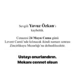 Ferhat Yılmaz Instagram - #türk halkına duyurulur; #yavuzözkan filmleriyle size ışık oldu yol oldu. Şimdi son yolculuğunda ustayı onurlandırın. Duanızı eksik etmeyin.Mümkünse cenazesine katılın ustayı son yolculuğuna uğurlayalım. Türkiye Cumhuriyeti