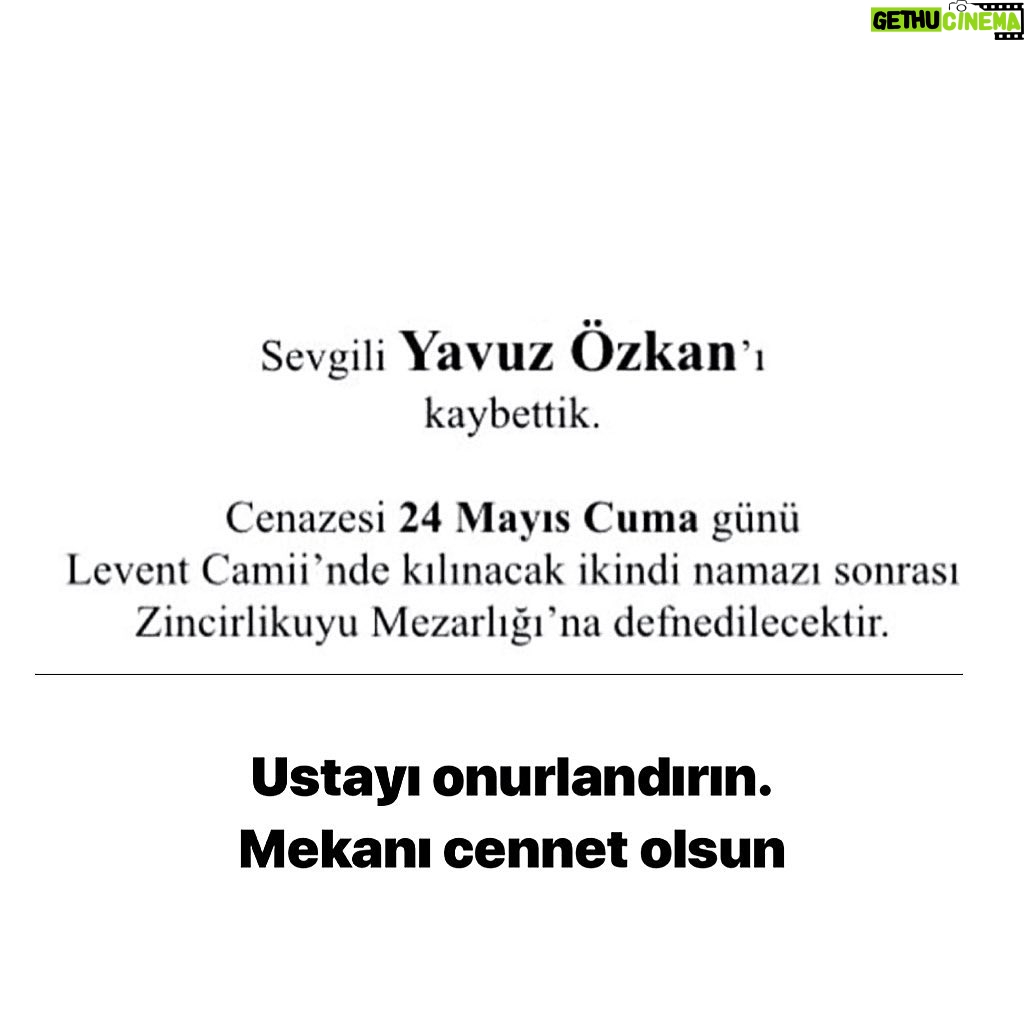 Ferhat Yılmaz Instagram - #türk halkına duyurulur; #yavuzözkan filmleriyle size ışık oldu yol oldu. Şimdi son yolculuğunda ustayı onurlandırın. Duanızı eksik etmeyin.Mümkünse cenazesine katılın ustayı son yolculuğuna uğurlayalım. Türkiye Cumhuriyeti