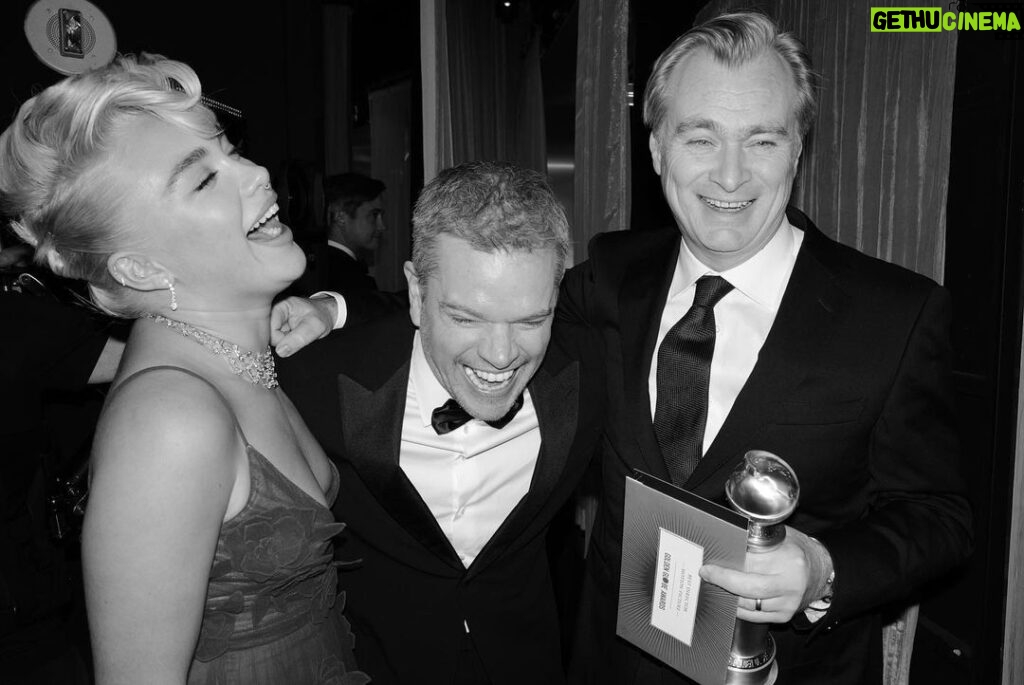 Florence Pugh Instagram - Still reeling from all of Oppenheimer’s wonderful globe wins the other night. It felt surreal ever being a part of this movie, but to sit and watch it and those in it and those who made it being rewarded again and again whilst being sat at that table was a beautiful way to start 2024. Unbelievably grateful for this moment in time. Thank you @goldenglobes!! Thank you @oppenheimermovie. Thank you Chris. Thank you Emma. Well done to all!