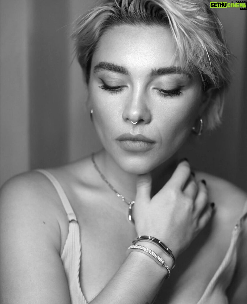 Florence Pugh Instagram - I’ve been locked to this boy for 15 years of friendship, it only feels appropriate to connect ourselves with something as special as this @tiffanyandco bracelet. In honour of what this was designed for, we’re locked with the best kind of love. #tiffanyandco #lockwithlove #tiffanypartner Thank you @babskymakeup for not only taking the time to do my face but also taking the beautiful pictures. Theo and I I’m sure will be framing and hanging above the mantelpiece. Duh.