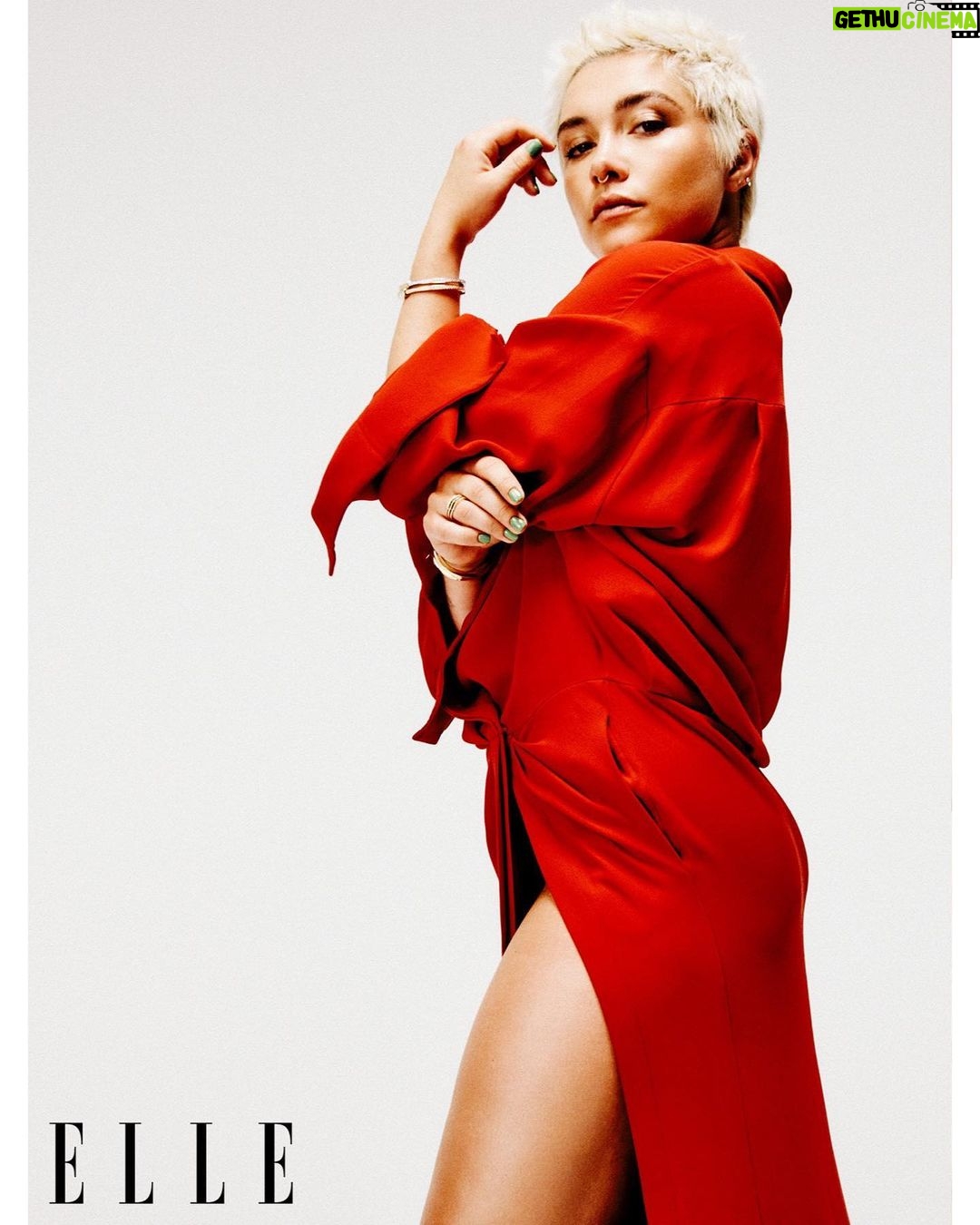 Florence Pugh Instagram - To be given not only a cover but awarded ‘The British Icon’ by Elle Style Awards was not how I expected my summer to end. It was a piece I was really able to reflect and appreciate all those that had pushed me forward, protected, supported, followed, encouraged to get me to where I am now and to be able to be who I am now. I was thrilled to have @jodiesmith interview me, where we discussed it all. Where she was being not only full interviewer at work on zoom but also full mum at work at the same time. Another reason why I’m not surprised I bow down to her and her greatness so easily! To the crew that filled the studio with humour and light during that shoot at a very strange time for all, thank you. The strikes have been important but hard on not only those who it is for, but all who are affected around it. Thank you for talking and sharing and laughing on that day. It was a fulfilling day during a weird time and I thoroughly appreciated you all. Big love and shout out to @dannykasirye, a photographer who I can only hope of working with again and again. He just.. got me. And it. And yeah, he’s fucking fab. Thank you team! You were incredible. Stylist- @jennedykennedy Makeup- @babskymakeup Hair- @peterluxhair Nails- @michelleclassnails Creative director- @tom_houseofusher Fashion director- @avrilmair