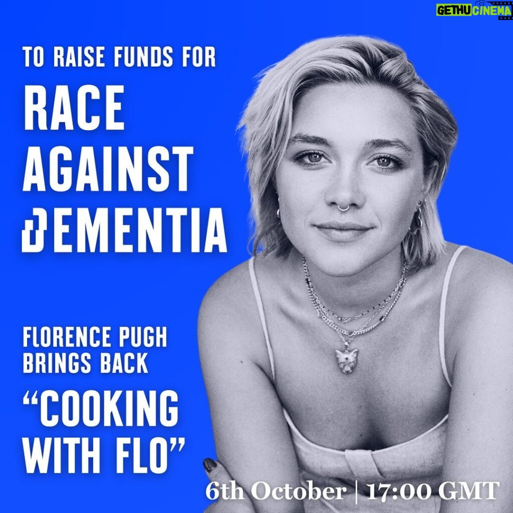Florence Pugh Instagram - Hello my Jammy Jammy Tarts. I will be back tomorrow for a ‘Cooking With Flo’ for the coolest of reasons. I can’t tell you how excited I am to cook with you all again, I know it’s been a while but good things take time to brew and what a place to talk about this brilliant movement towards change. As well as cooking something yum, I look forward to explaining what @racingdementia plan of action is and how we can all take part to help. Tomorrow. 5pm. 6th of October. Let’s get into it! #raceagainstdementia #cookingwithflo