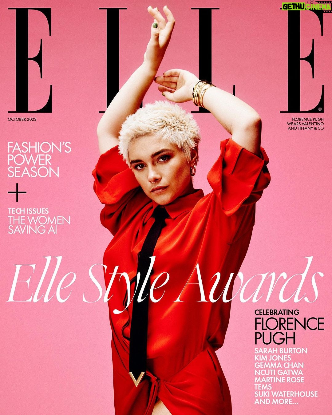 Florence Pugh Instagram - #FlorencePugh is one of her generation's most critically acclaimed, and outspoken, actors. She has also proven herself to have just as much skill and bravery when it comes to getting dressed. Whether she is speaking up against Hollywood’s restrictive body standards or celebrating London Fashion Week’s rising stars, Florence always pushes boundaries and brings the joy. @florencepugh wins ‘The British Icon’ award and stars on one of five covers to celebrate the return of the ELLE Style Awards. Florence wears @tiffanyandco and @maisonvalentino Interview by @jodiesmith EIC @kenyahunt Photographer @dannykasirye Stylist @jennedykennedy Hair @peterluxhair Makeup @babskymakeup Nails @michelleclassnails Creative Director @tom_houseofusher Fashion Director @avrilmair Talent Director @lottielumsden Associate Editor @lenadecasparis Talent Editor @olivia__blair On Set Producer @carlaholdforth Styling Assistant @powelle__