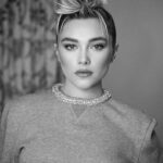 Florence Pugh Instagram - Like.. Mohawk, pixie, swirly thingy, punk, greasy, Smokey eye with diamonds on, put a quick sparkly thong on, but then keep it casual with a grey sweater. Ya know? Thank you epic team once again! 📷- 1st and 3rd B&W by @peterluxhair 2nd and 4th steps by the fab @germanlarkin