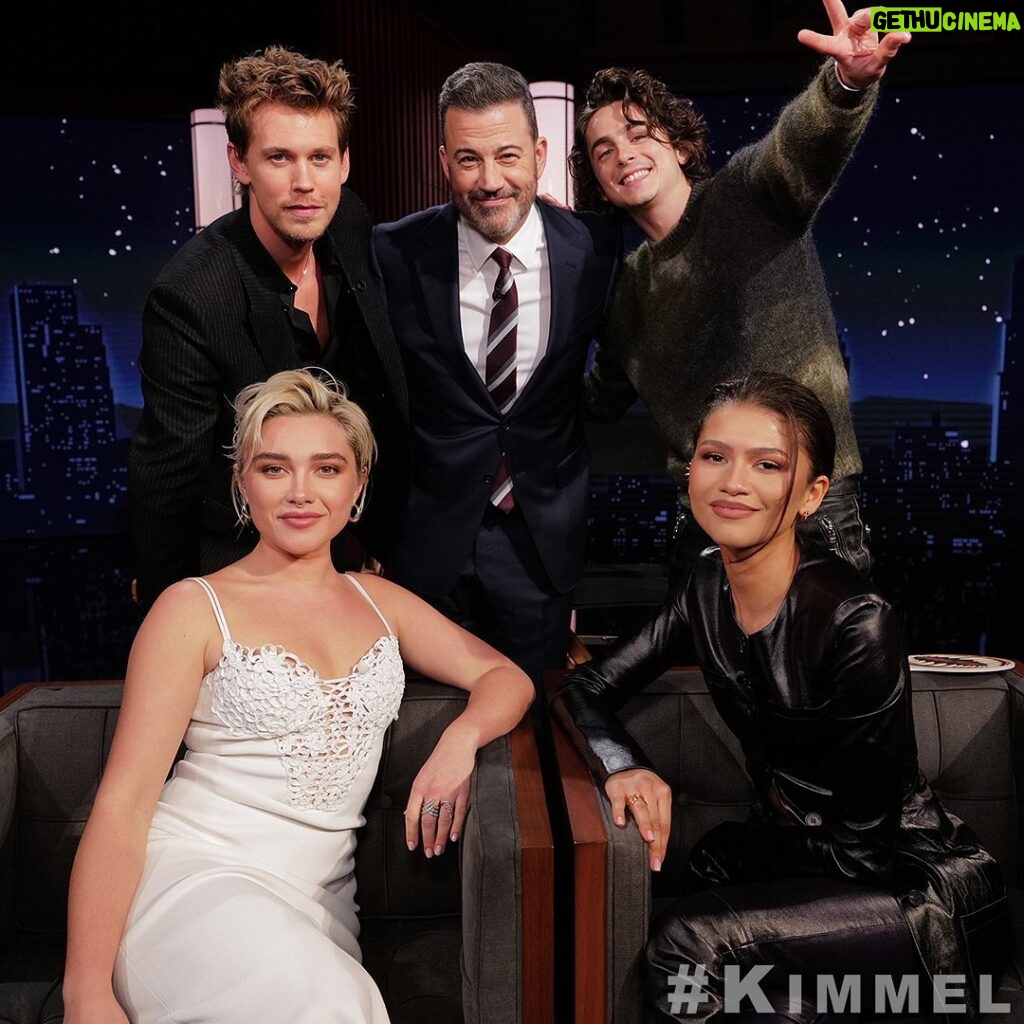 Florence Pugh Instagram - We saw @jimmykimmel! Thanks for having us. And to all the crew, audience and band members that welcomed us yesterday- it’s always such a pleasure and THANK YOU for making it special. #jimmykimmel #ABC @jimmykimmellive @dunemovie