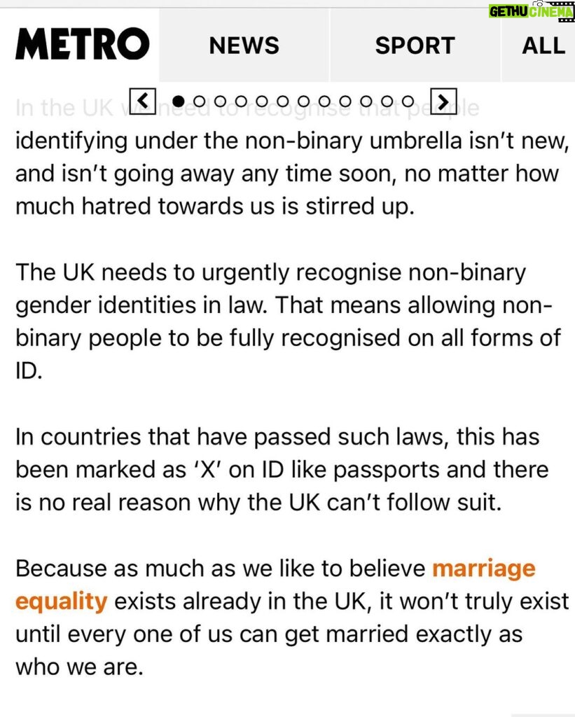 Fox Fisher Instagram - Non-binary people have always existed and deserve to have the same rights as everyone else. I wrote this about my partner @uglastefania getting protest married. Thanks to everyone who made the day special. Full wording here: https://metro.co.uk/2023/11/28/partner-protest-wedding-cant-real-thing-19888865/ #trans #nonbinary #lgbt #t4t